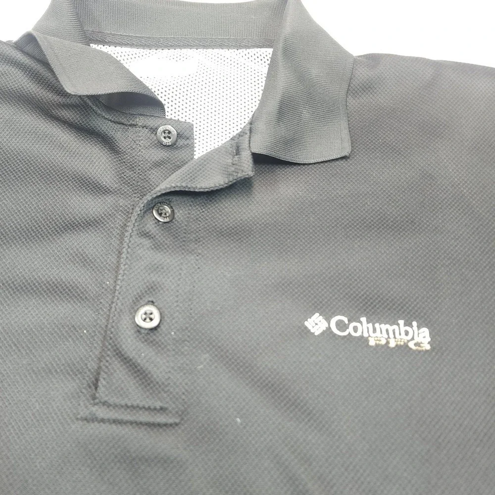 Columbia Mens Large Gray Short Sleeve Mesh Lined Performance‎ Golf Polo Shirt